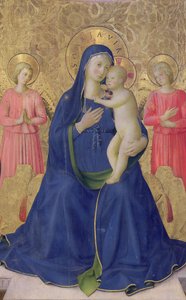 Bosco ai Fratiの祭壇画：聖母と子は2人の天使、1452テンペラ、43968のパネルディテール